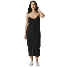 Tibi Thin Spaghetti Strap Mini Little Black Button Cocktail V-Neck Dress Size 10