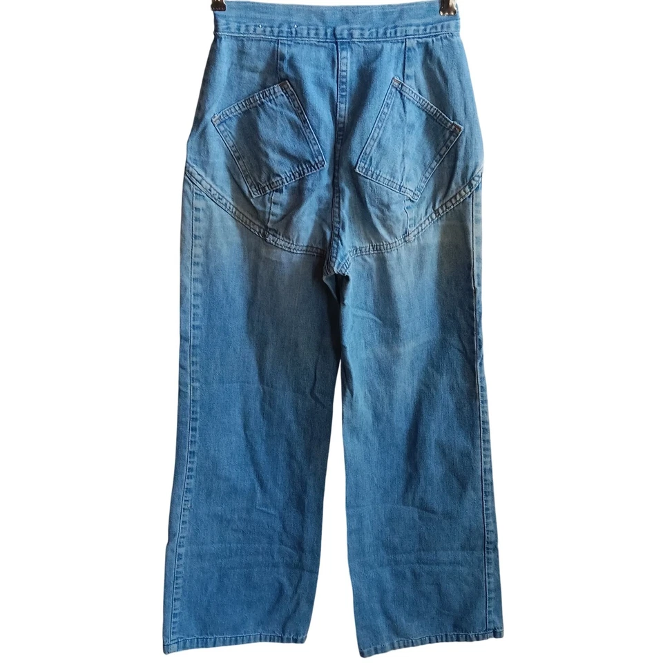 22x29 Vintage Jeans 1970's High-Waisted Wide Leg Denim Dual Front & Back Pockets - Image 2 of 4