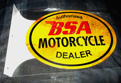 BSA MOTORCYCLES Double-Sided Metal Flange Sign #1 - NEW**