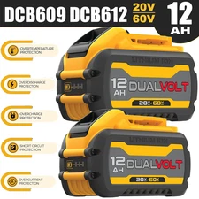 For DEWALT FLEXVOLT 20V/60V 12.0Ah MAX Lithium-Ion Battery DCB609-2 DCB606 Pair