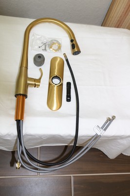 Kohler Simplice Pull Down Kitchen Faucet K-596-2MB Modern Brass Finish READ DESC