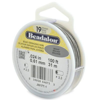 19 Strand Stainless Steel Bead Stringing Wire 0.61mm Bright 100 Ft