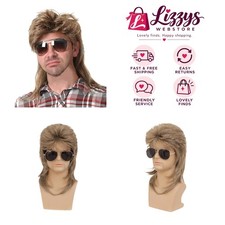 Light Brown Curly Mullet Wig for Men - Perfect for 80s Disco Parties  Theatre