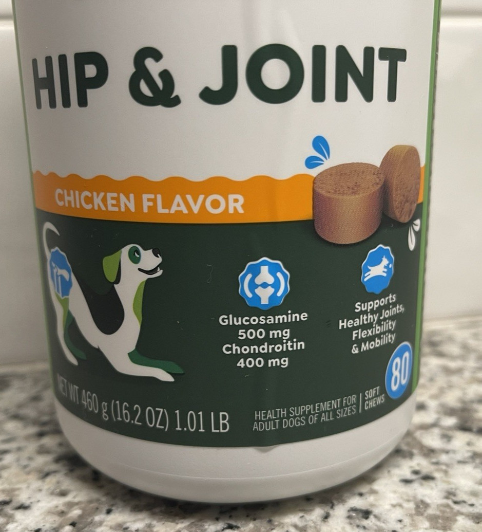 Greenies Hip & Joint Supplements for Dogs, Chicken Flavor 80 Soft Chews 16.2oz