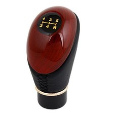 Car 5 Speed Manual Gear Stick Shifter Wood Shift Knob Black Brown