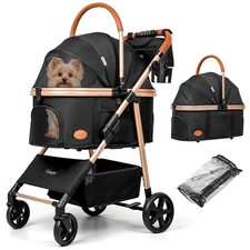 Dog Cat Stroller for Small/Medium Pets up to 50 lbs, 3-in-1 Foldable Pet Stro...