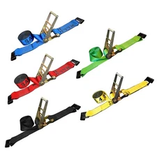 USA 4" x 40' 50' 60' Ratchet Tie Down Strap w/Flat Hook Flatbed Truck 5400 LBS