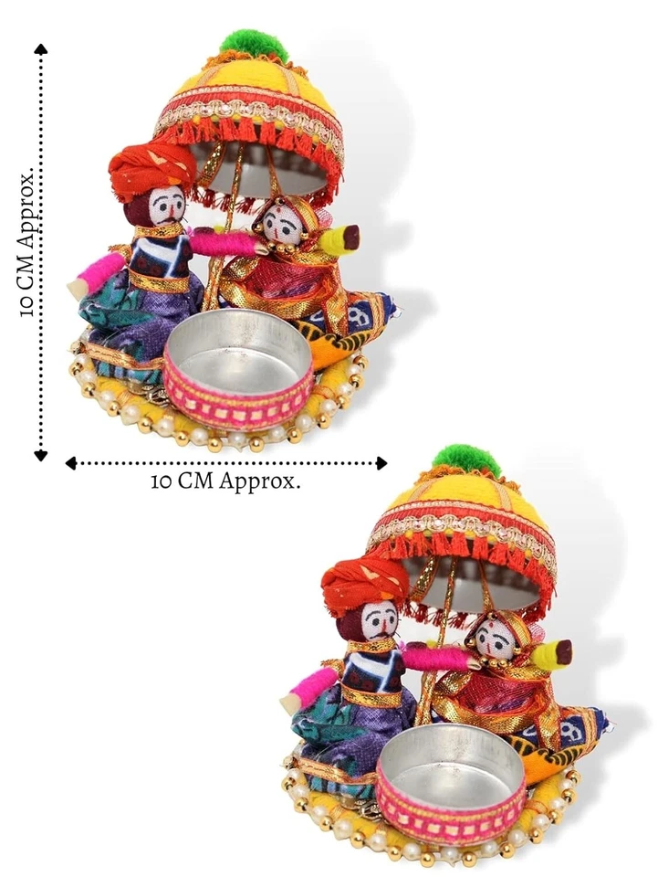 Títere Rajasthani Raja Rani | Candelabro decorativo Tealight para muñecas | Juego de 2 Foto 2 de 4