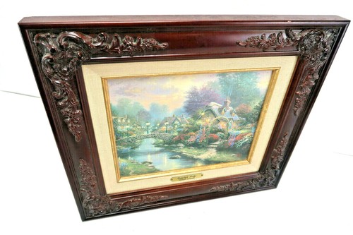 Thomas Kinkade Framed "LAMPLIGHT BRIDGE" on Canvas Brushwork Textured With COA - Picture 9 of 9