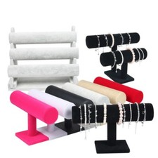 PU Velvet Bracelet Chain Watch T-Bar Rack Jewelry Organizer Display Stand Holder