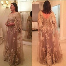 Plus Size Mother Of The Bride Dresses A-line Tulle Applique Lace Long Prom Gowns