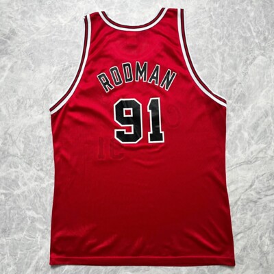 VTG 90s NBA CHICAGO BULLS DENNIS RODMAN GOLD 50th CHAMPION JERSEY