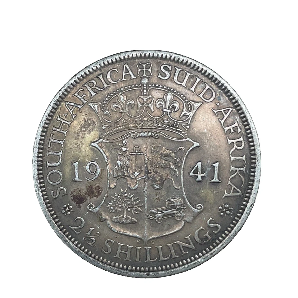 1941 South Africa  2-1/2 Shillings Silver Uncirculated Toned Coin KM# 30 - Image 2 of 4
