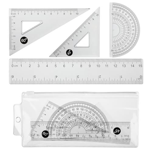 Plastic Ruler Kit,Clear Ruler 6 Inch,-Fast to Read and Easy to Carry,Drawing - Picture 1 of 6