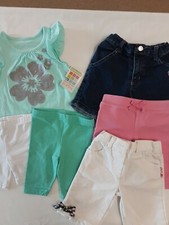 Lot X6 Infant Girls Summer Mixed Lot, Shirt, Shorts  Capris Size 12 Mos.