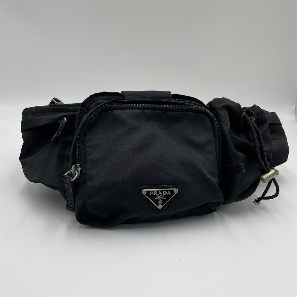 Prada Black Nylon Belt Bag Waist Pouch VA0056 Authentic 572