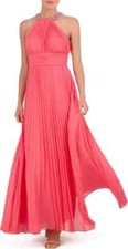 Eliza J Navy Melon Pink Crystal Detail Pleated Gown Size 4 $308