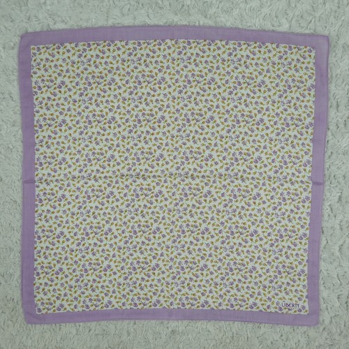 N81 LIBERTY Purple Flower Cotton Scarf Scarves Pocket Square 19" X 18.5" - Picture 1 of 9