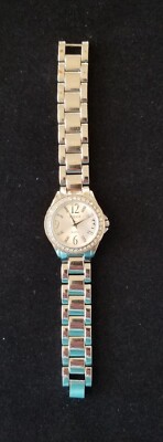 Studio Time Silver Tone Watch Crystal Bezel Link Band 6.75'' Max Size New Battery