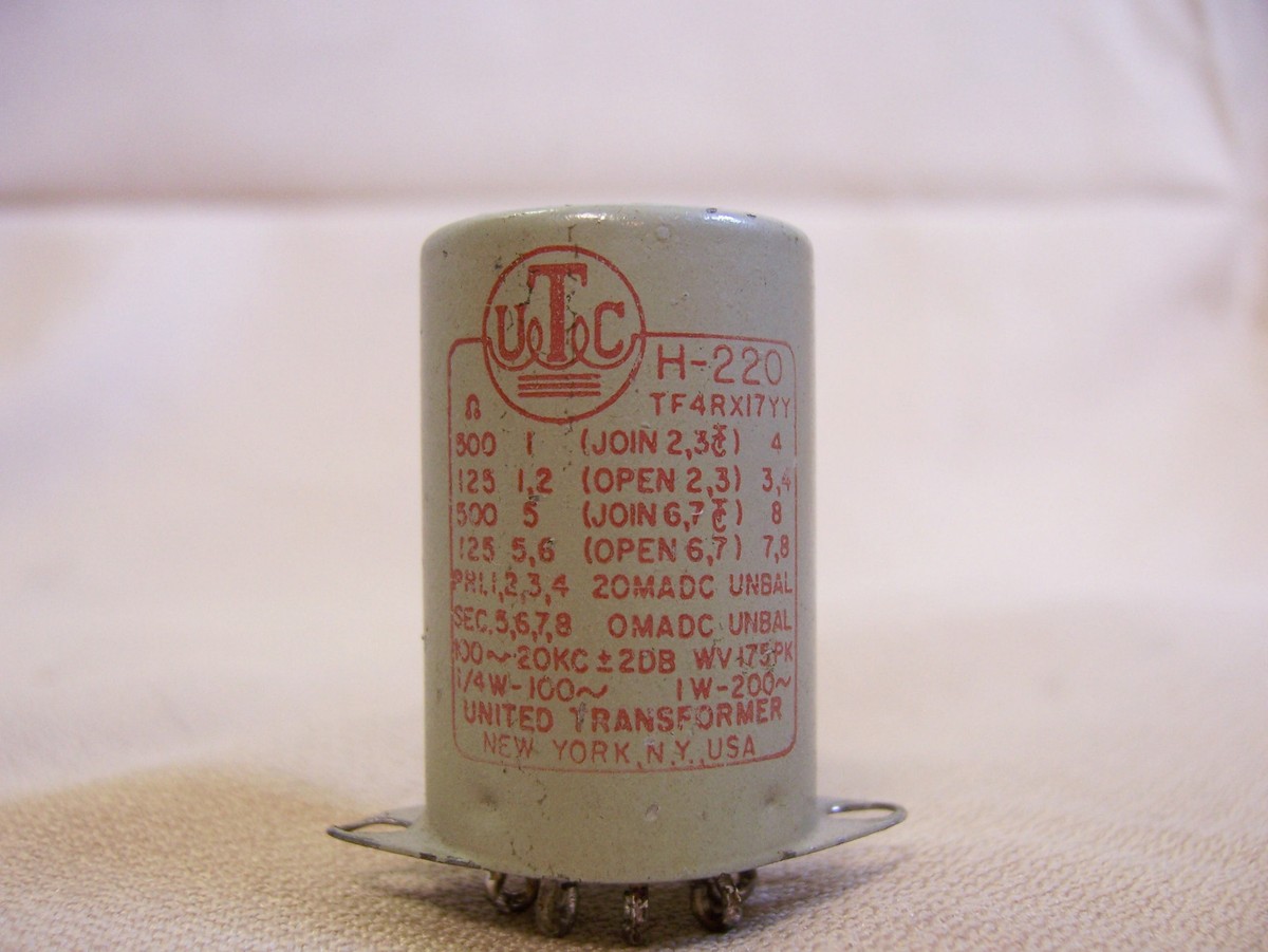 VINTAGE UTC H-220 AUDIO TRANSFORMER 500-125 OHM TF4RX17YY UNITED