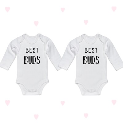 Best Buds Baby Matching Twins Set Bodysuits Cute Best Friends Newborn