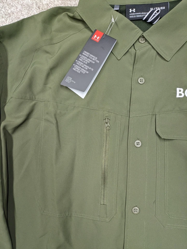 Under Armour Men Long Sleeve Button Shirt Extra Large Sage Army Green NWT $60.00 - Image 3 of 4