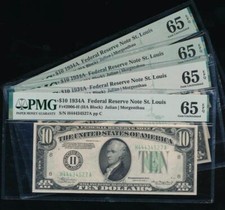 AC $10 1934A Saint Louis PMG 65 EPQ Fr 2006-H (price for one)
