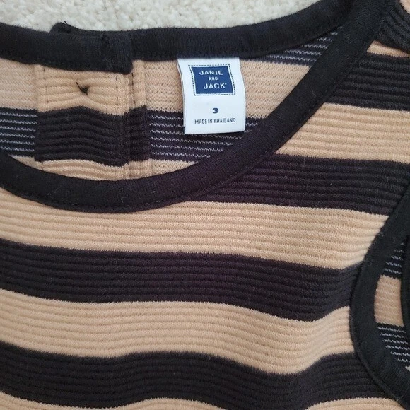 Vestido Janie and Jack para niñas Butterscotch Belle negro/bronceado a rayas lazo talla 3 Foto 3 de 4