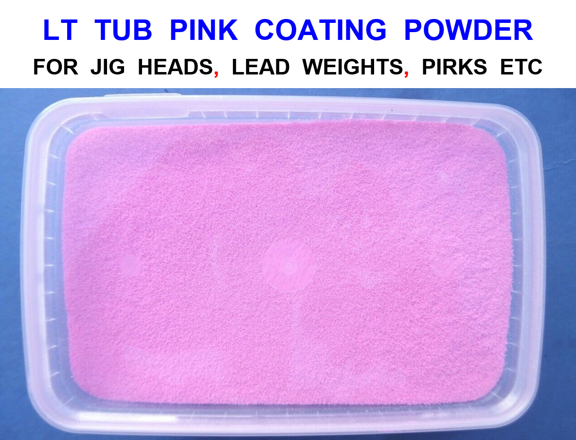 LT TUB HOT PINK PLASTIC COATING POWDER SEA FISHING LEAD WEIGHT JIG HEADS PIRKS