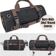 Multipurpose Heavy Duty Waxed Canvas Tool Roll Up Bag for Efficient Organization