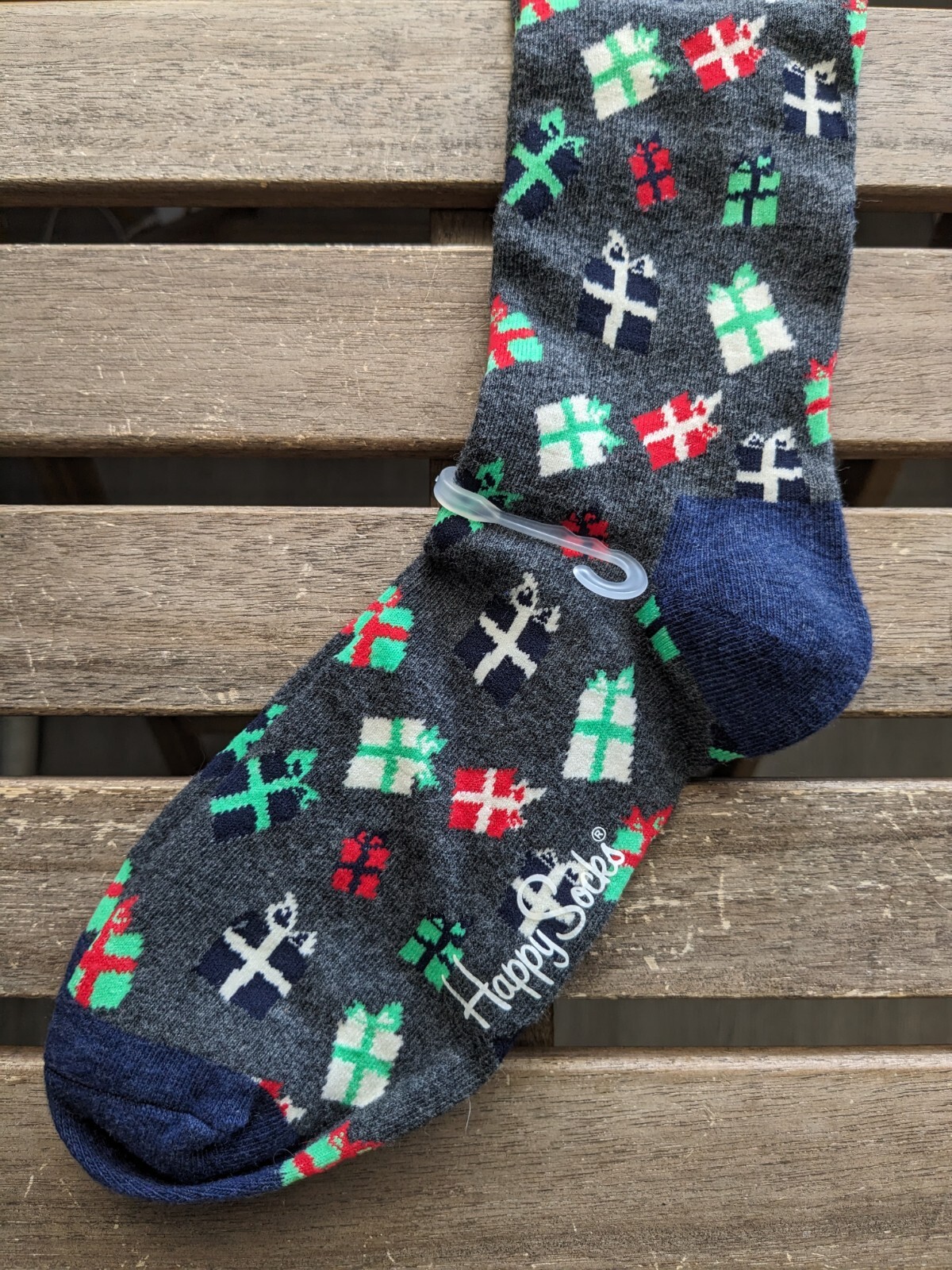 New Unisex Happy Socks Presents Gray Crew Socks Holiday Themed Socks 10