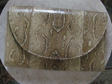 SAKS 5TH AVENUE Vtg Clutch Handbag Snake Skin Beige Tones 1970s/80s ARGENTINA