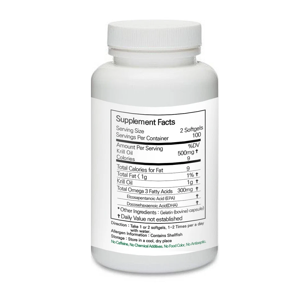 Aceite de krill ácido graso omega-3 en forma de fosfolípidos 3 100 cápsulas blandas Foto 2 de 3