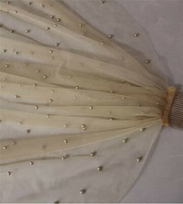 Champagne Bridal Wedding Veils with Comb Long Ivory White Pearls Tulle for Bride
