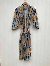 Accappatoio kimono lungo stampato tigre indiana 100% cotone pigiama notte