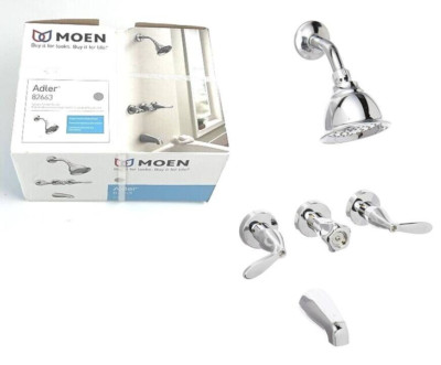 Moen   82663 Adler 3-Handle Standard Tub & Shower Faucet, Chrome, 1.8 GPM