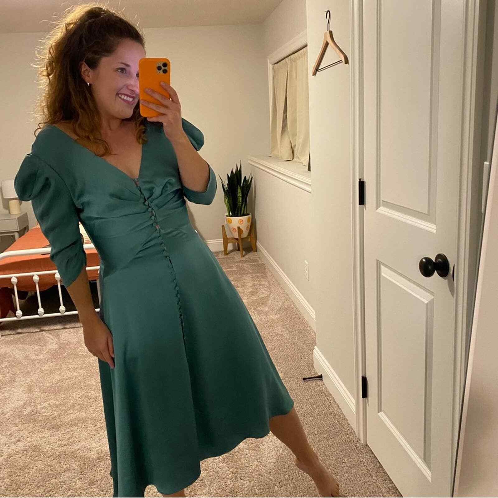 Jonathan Simkhai Emerald Green Button Front Maxi … - image 2