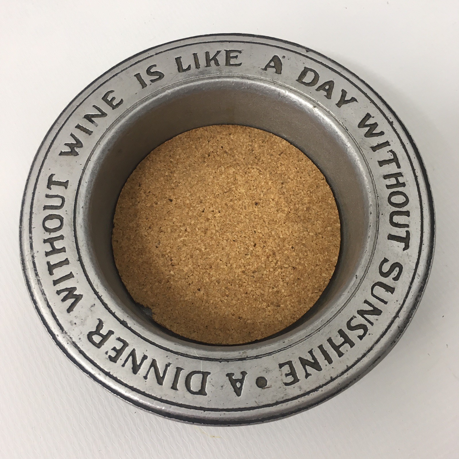 Pewter Wine Bottle Holder Coaster Cork Liner The Olde Bradford Co Troy