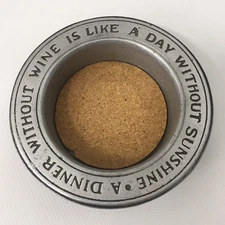 Pewter Wine Bottle Holder Coaster Cork Liner The Olde Bradford Co Troy PA