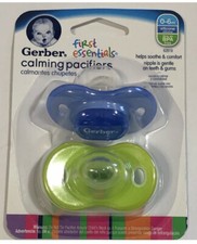 Gerber First Essentials Calming Pacifiers 0-6months Blue /Green- Silicone