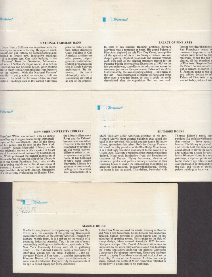 1981 American Architecture Sc 1928-31 1931a set of 5 FDCs premium Fleetwood - Image 3 of 3