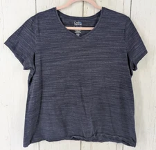 Croft Barrow Size XL The Classic Tee Dark Blue Womens V Neck Short Sleeve Top