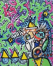 LA II Angel Ortiz Paul Kostabi Allen FIRMATO A MANO entrambi gli artisti x/50 Street Art