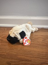 Ty Beanie Baby "Pugsly" Pug dog Pristine NOS Brand NEW Mint 5th Gen Swing Tags