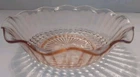 Vintage Anchor Hocking Pink Depression Glass Berry Bowl Scalloped Ruffle 6.5"