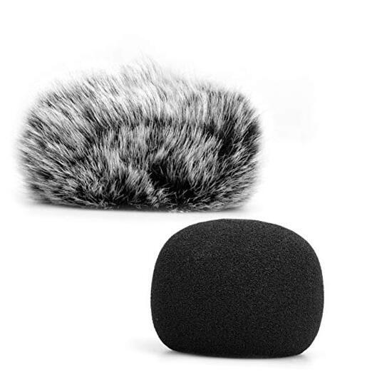 Microphone Windscreen, Furry Windscreen Muff Wind Cover + Foam Microphone-image