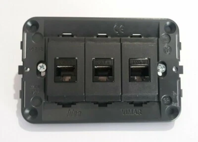 3 presa di rete dati rj45 cat6 vimar idea nero con supporto e viti 16713