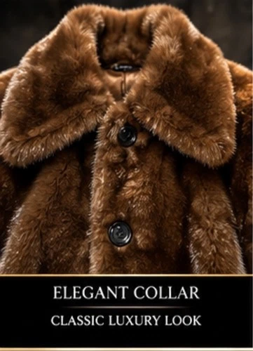 Russian Mink Style Coat Men M Rich Chestnut Brown elegant standout Buttons new image 3