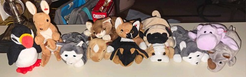 Ty Beanie Babies Plush Lot Of 11 Assorted Animals 1990s