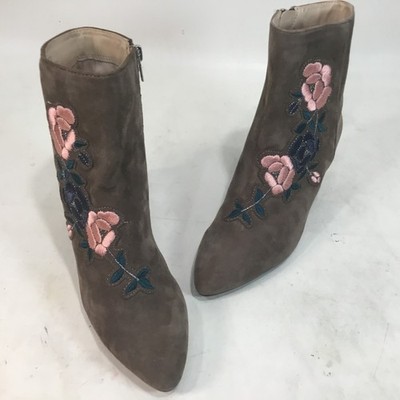 Steven Steve Madden Brooker Brown Suede Bootie with Floral Flowers US 7M Boho.